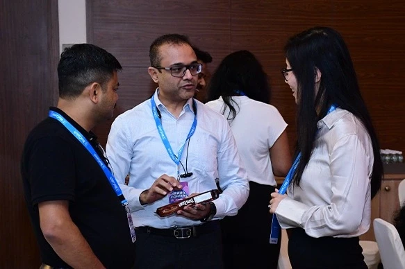 Delegates networking during corporate event