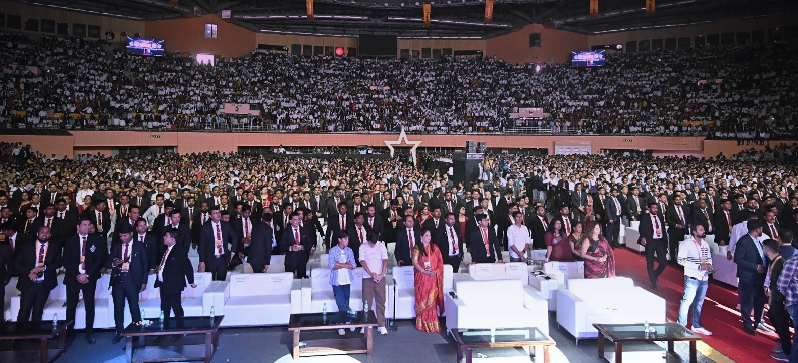 Massive audience attending grand corporate launch event